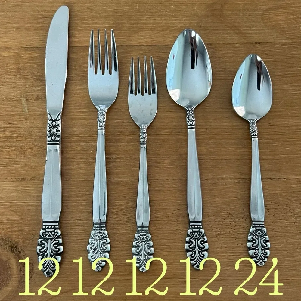 Vintage MCM United Silver Co Japan Stainless Flatware 72 Piece Set Service 12